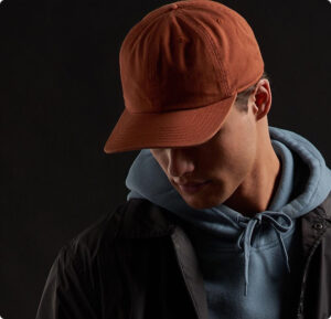 custom dad hats, rust colored unstructured cap