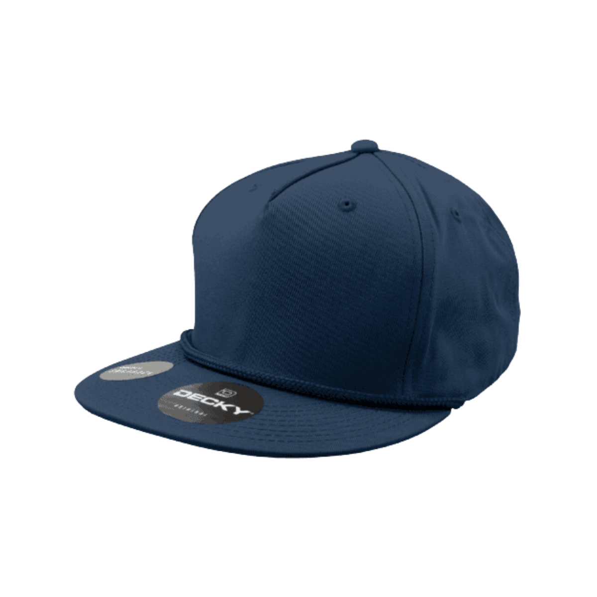 Decky 1041 five panel rope golf cap in navy, blank flat bill hat for custom embroidery