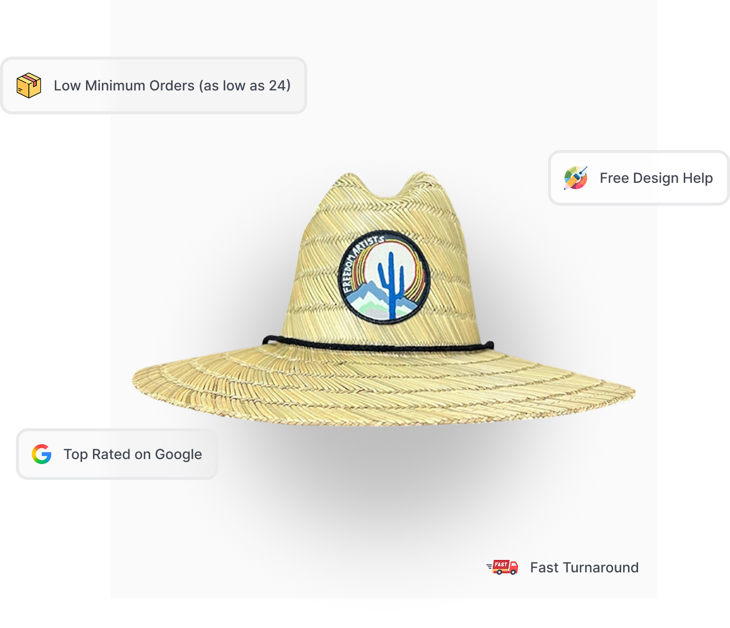 custom straw lifeguard hats with patches