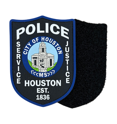 embroidered patch with hook and loop backing attached