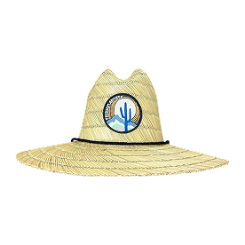 straw lifeguard hat with custom woven patch