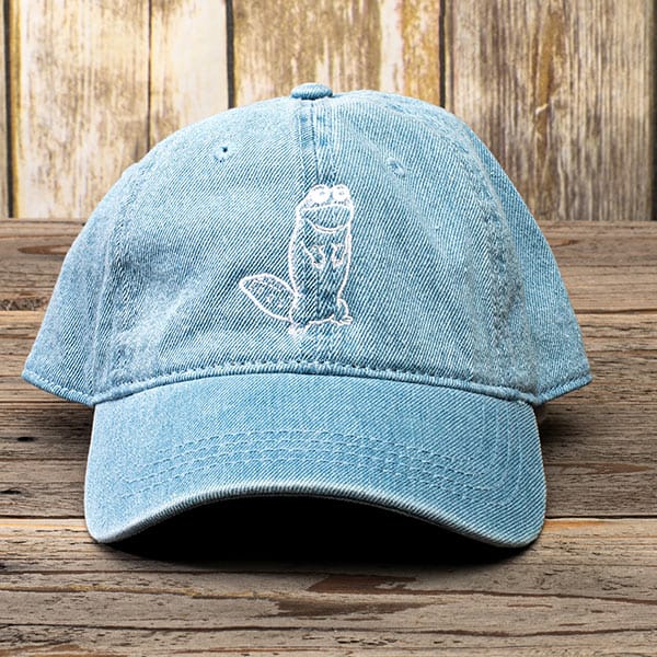 Denim Dad hat with frog embroidery