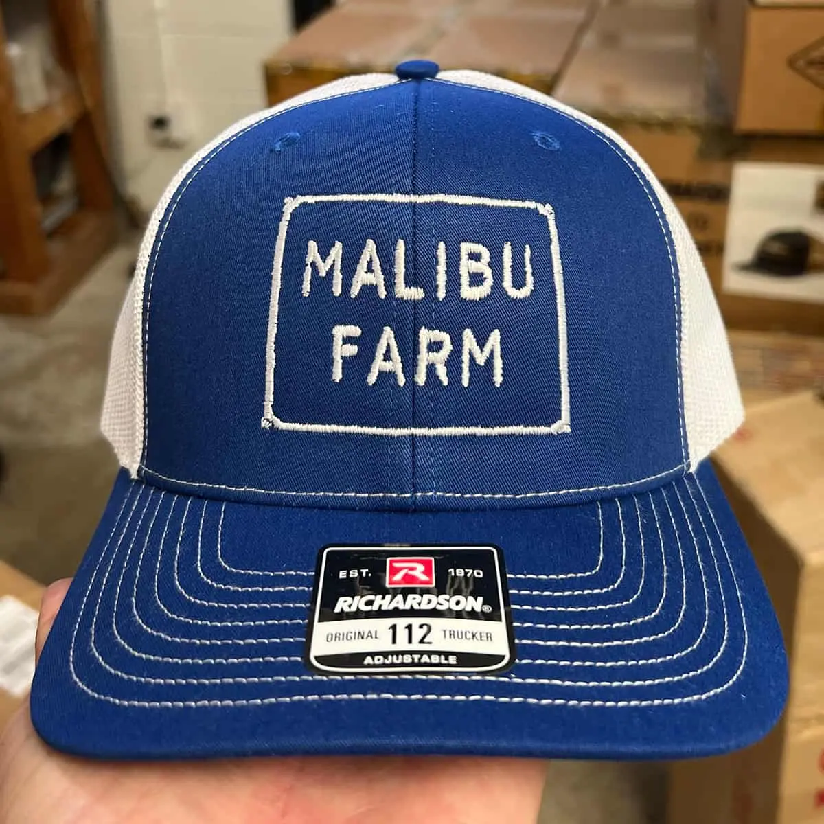 richardson 112 custom trucker hat with embroidered logo