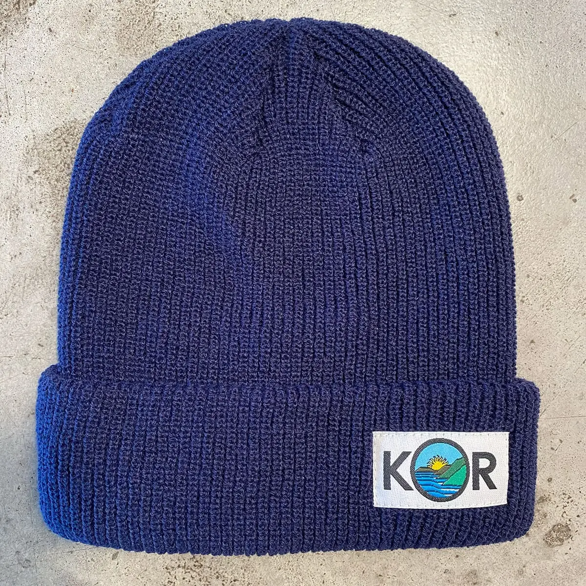 KOR Shots woven label on a cuffed beanie