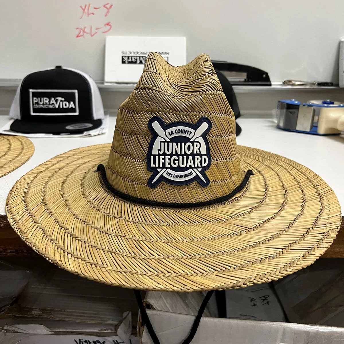 straw lifeguard hat with PVC patch