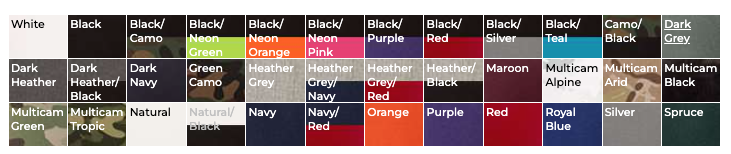 colorway options for yupoong 6089M snapback hats