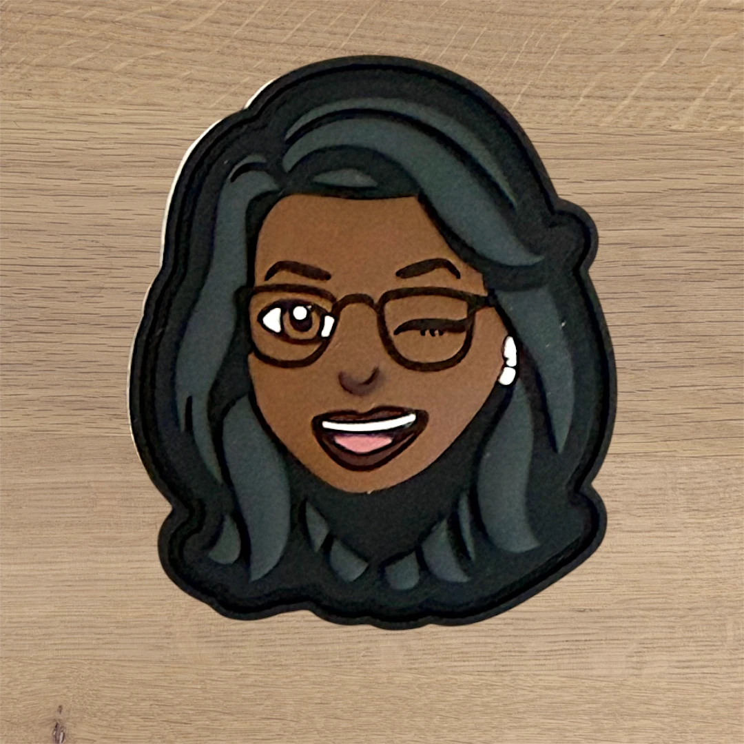 3D custom shape PVC patch with cartoon woman portrait design
