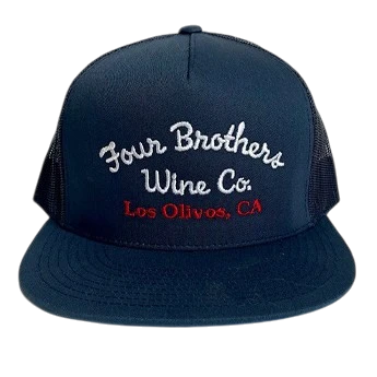5 panel embroidered navy trucker hat