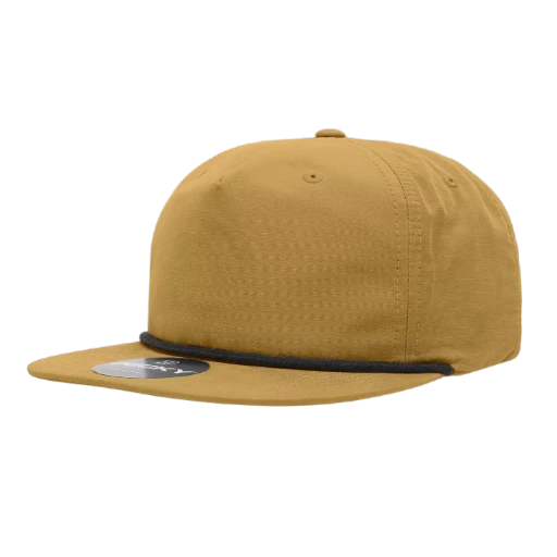 Decky 6032 five panel rope hat in grey, blank flat bill cap for custom embroidery