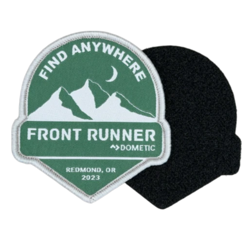 woven patch with hook and loop backing attached