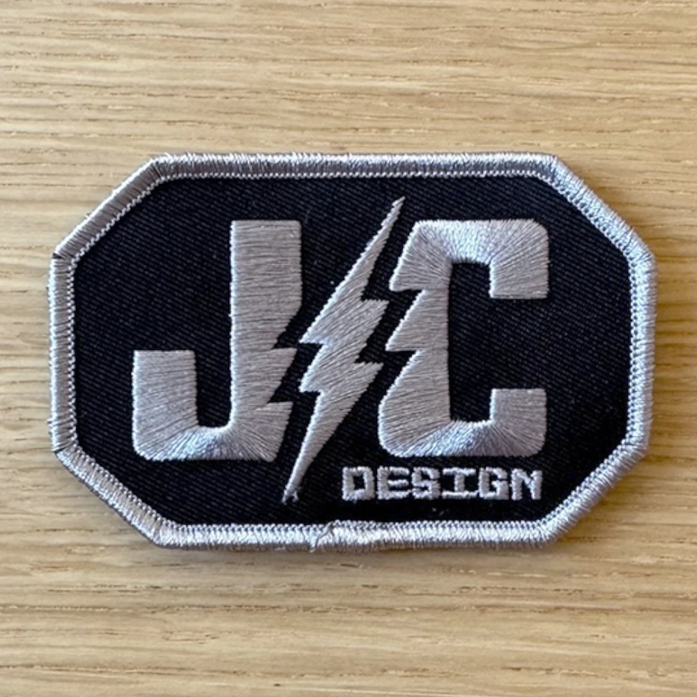 octagon embroidered patch with detailed logo