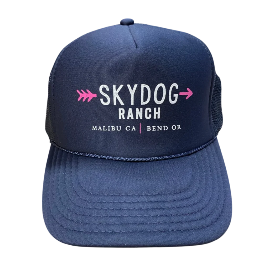navy otto 39-165 foam trucker hat with two color printed ranch logo