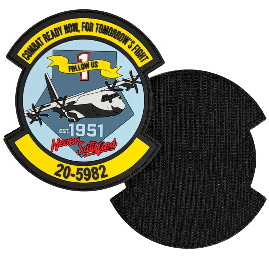PVC morale patch shown with hook and loop backing
