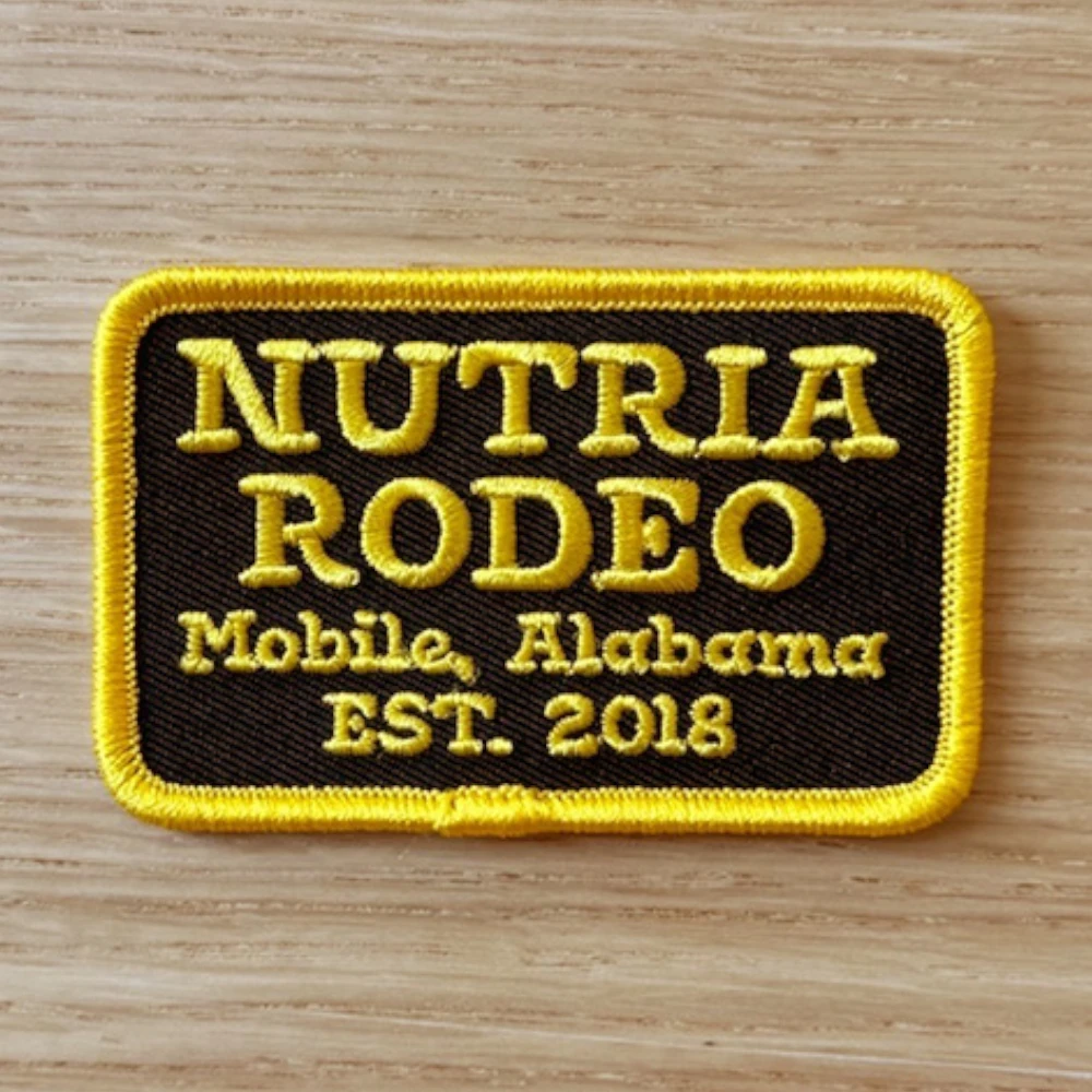 rectangle embroidered patch with company logo