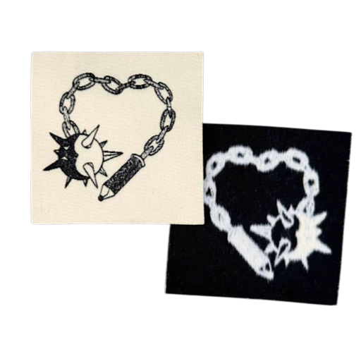back of woven label patch with no backing